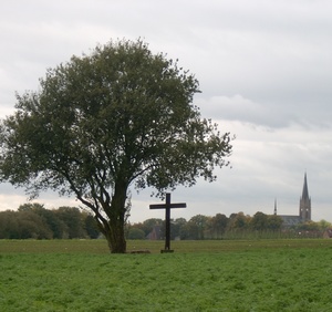 Weide, Kreuz und Findling bei Suderwich